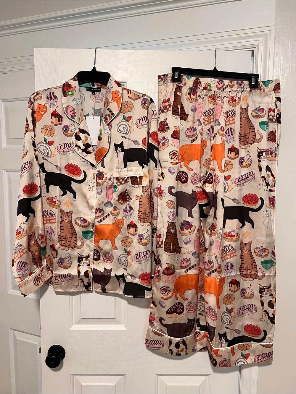 Karen Mabon x Anthropologie Cat Cafe Pajama Set NWT - Picture 2 of 13